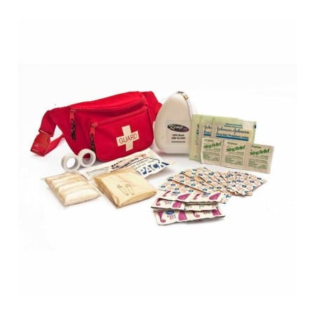 Kemp Usa Kemp Fanny Pack Stuffed With CPR Mask/Bandages/Gauze, Red, 10-103-RED-S1 10-103-RED-S1